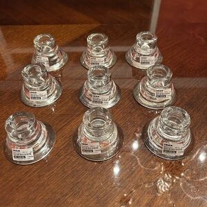 IKEA Set Of 9 K & M Hagberg Clear Glass Candle Holder Taper or Tea Light. NWT!